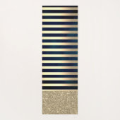 Elegant Stylish Gold Stripes Glitter,Navy Blue Yogamatte (Rückseite)