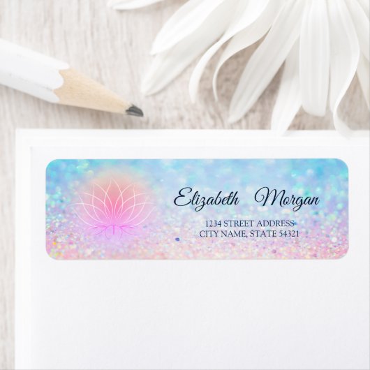 Elegant Stylish Lotus Bokeh Ombre Address Label (Insitu)