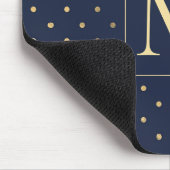 Elegant stylish Navy Blue Gold Polka Dots Monogram Mousepad (Ecke)