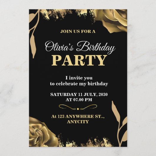 Elegant & Stylish Party Card – CUSTOMIZABLE CARD.  Einladung (Vorderseite)