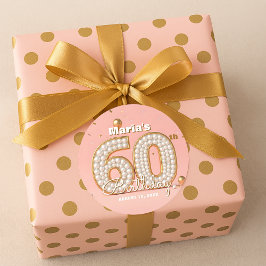 Elegant Stylish Pearl Gold Soft Pink 60th Birthday Runder Aufkleber