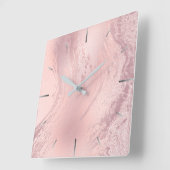 Elegant stylish pink rose gold glitter marble quadratische wanduhr (Winkel)