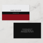 Elegant Stylish Red White Black Schlicht Beruflich Visitenkarte (Vorne/Hinten)