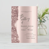 Elegant Stylish Rose Gold Glitter Script  Einladung (Stehend Vorderseite)