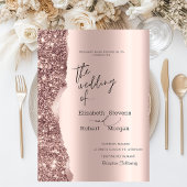 Elegant Stylish Rose Gold Glitter Script  Einladung