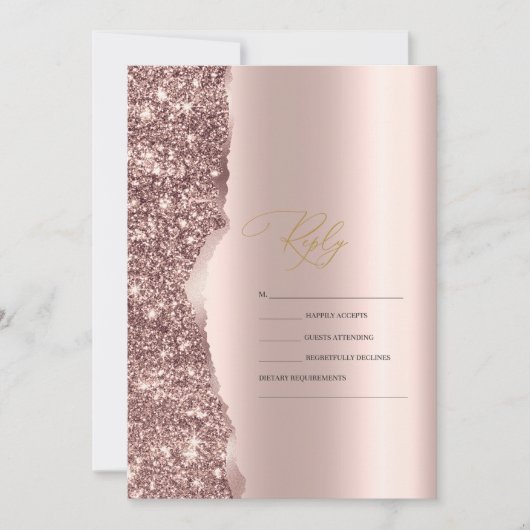Elegant Stylish Rose Gold Glitter Script RSVP Einladung (Vorderseite)