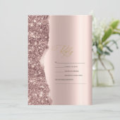 Elegant Stylish Rose Gold Glitter Script RSVP Einladung (Stehend Vorderseite)