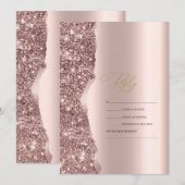 Elegant Stylish Rose Gold Glitter Script RSVP Einladung (Vorne/Hinten)