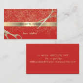 Elegant stylish,rot,goldene Konfetti,Scheren Visitenkarte (Vorne/Hinten)