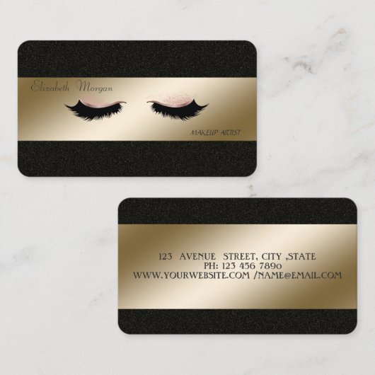 Elegant stylish , schwarz, Imitate Lashes, Makeup  Visitenkarte (Vorne/Hinten)