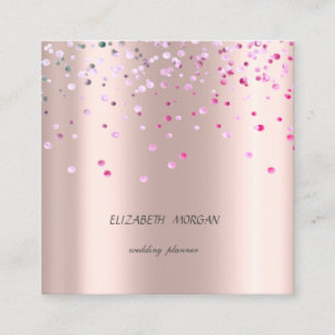Elegant Stylish Simple,Confetti Rose Gold Quadratische Visitenkarte