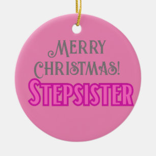 Elegant Stylish Text Merry Christmas Stepsister Keramik Ornament