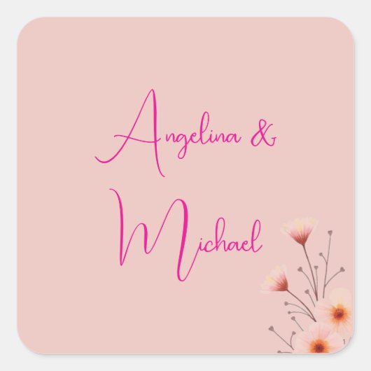 Elegant Stylish Trendy Handwriting Script Name Quadratischer Aufkleber (Vorderseite)