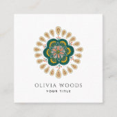 Elegant Stylized Floral Mandala Quadratische Visitenkarte (Vorderseite)