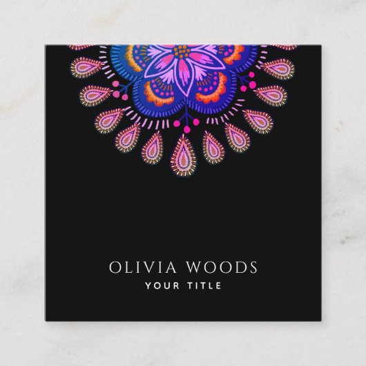 Elegant Stylized Mandala Quadratische Visitenkarte (Vorderseite)