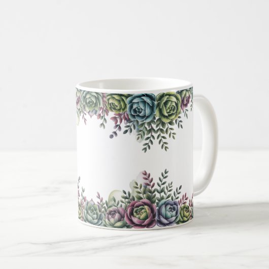Elegant Succulent Art Kaffeetasse (VorderseiteRechts)
