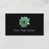 Elegant Succulent Botanical QR code Black Visitenkarte (Vorderseite)
