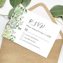 Elegant Succulent Greenerity Wedding RSVP Card