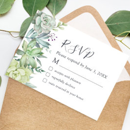 Elegant Succulent Greenerity Wedding RSVP Card Dankeskarte