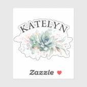 Elegant Succulents Greenerity und Ihr Name Aufkleber (Blatt)