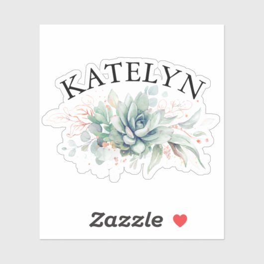 Elegant Succulents Greenerity und Ihr Name Aufkleber (Blatt)