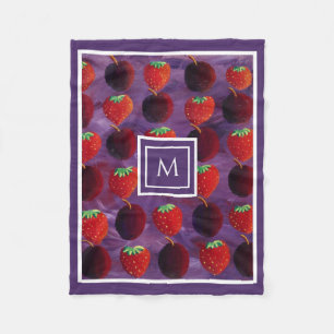 Elegant Summer Fruits Monogram Fleecedecke