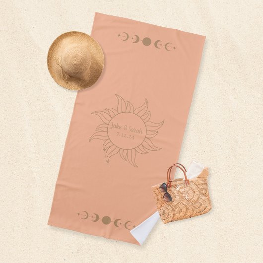Elegant Sun Moon Orange Honeymoon Beach Handtuch