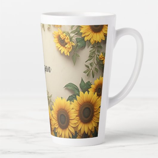 Elegant Sunflower Arrangement Illustration Milchtasse (Rechts)