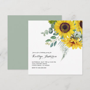 Elegant Sunflower BIrthday Party Einladung