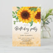 Elegant Sunflower Birthday Party Invitation Einladung (Stehend Vorderseite)