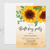 Elegant Sunflower Birthday Party Invitation Einladung (Vorne/Hinten)