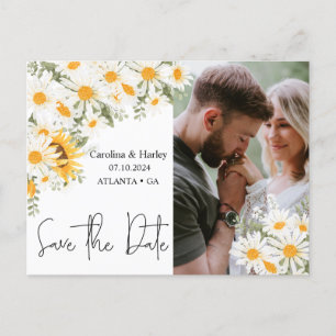 Elegant Sunflower Daisy Save the Date Postcard Feiertagspostkarte