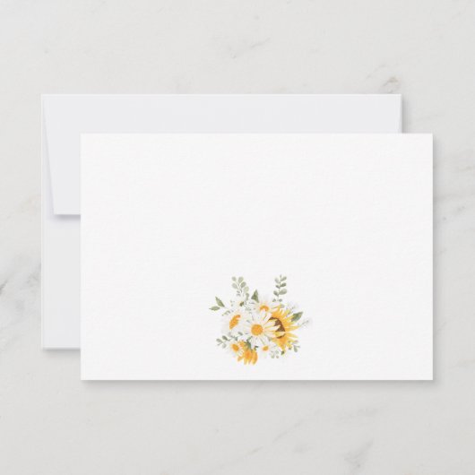 Elegant Sunflower Daisy Wedding RSVP Karte (Rückseite)