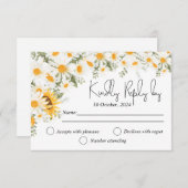 Elegant Sunflower Daisy Wedding RSVP Karte (Vorne/Hinten)