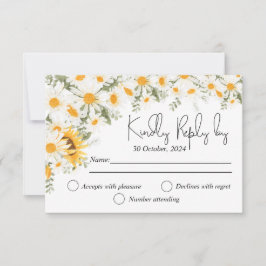 Elegant Sunflower Daisy Wedding RSVP Karte
