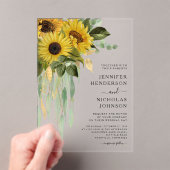 Elegant Sunflower Eucalyptus Wedding Acryleinladungen (Insitu (Handheld))