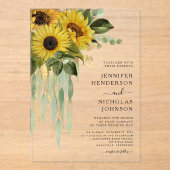 Elegant Sunflower Eucalyptus Wedding Acryleinladungen (Vorderseite)