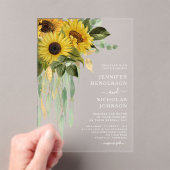 Elegant Sunflower Eucalyptus Wedding Acryleinladungen (Insitu (Handheld))