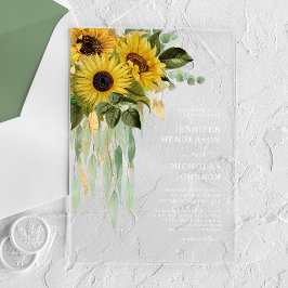 Elegant Sunflower Eucalyptus Wedding Acryleinladungen
