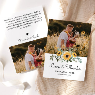 Elegant Sunflower Eucalyptus Wedding Dankeskarte