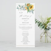 Elegant Sunflower Eucalyptus Wedding Programm (Stehend Vorderseite)