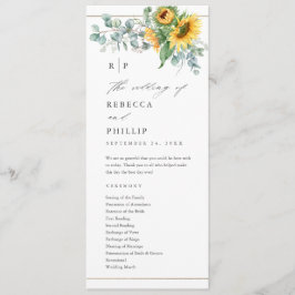 Elegant Sunflower Eucalyptus Wedding Programm