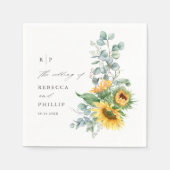 Elegant Sunflower Eucalyptus Wedding Serviette (Vorderseite)
