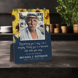 Elegant Sunflower In Loving Memory Keepsake Photo Fotoplatte