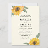 Elegant Sunflower Rustic Modern QR Code Wedding Einladung (Vorderseite)