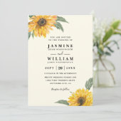 Elegant Sunflower Rustic Modern QR Code Wedding Einladung (Stehend Vorderseite)