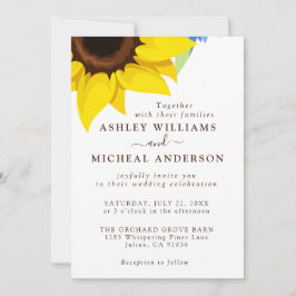 Elegant Sunflower Wedding Invitation With Photo Einladung