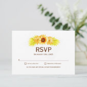 Elegant Sunflower Wedding RSVP (Stehend Vorderseite)