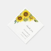 Elegant Sunflower Wedding Watercolor Vielen Dank Serviette (Ecke)