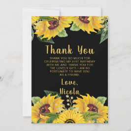 Elegant Sunflowers and Foliage Birthday Party Dankeskarte